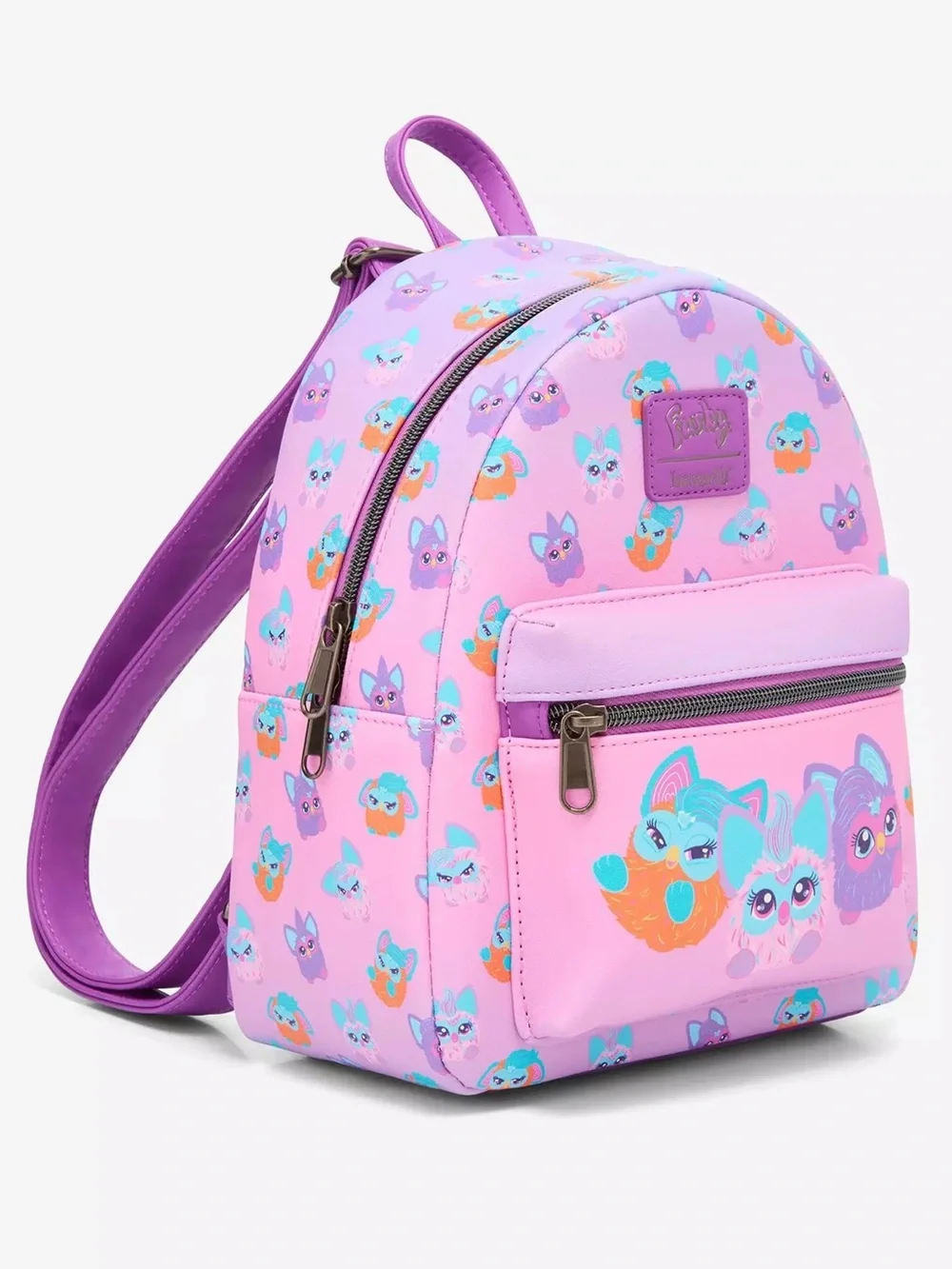 Loungefly Furby Friends Pink & Purple All Over Print Mini Backpack